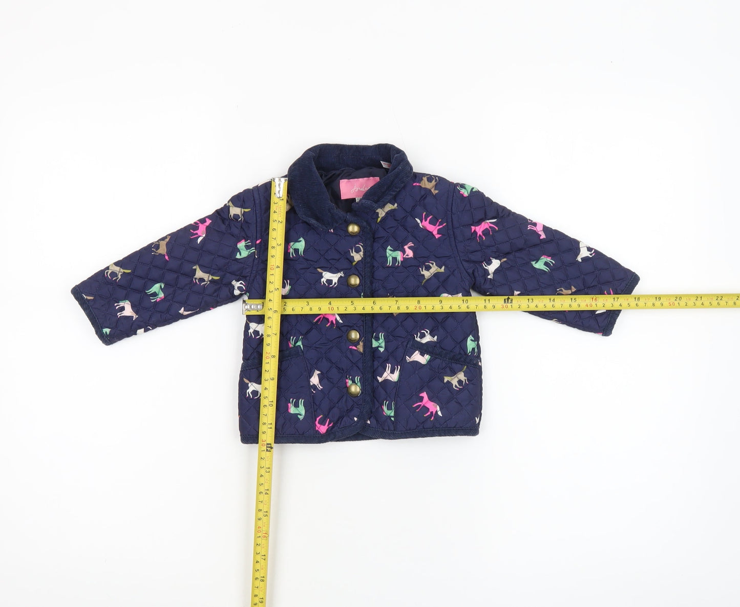 Joules Girls Blue Quilted Animal Print Jacket 6-9 Months