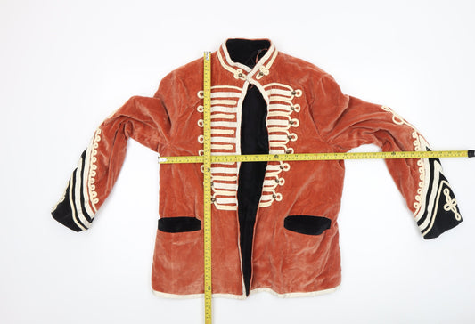 Zara Women Brown Velvet Military Jacket Size 14 Long Sleeve