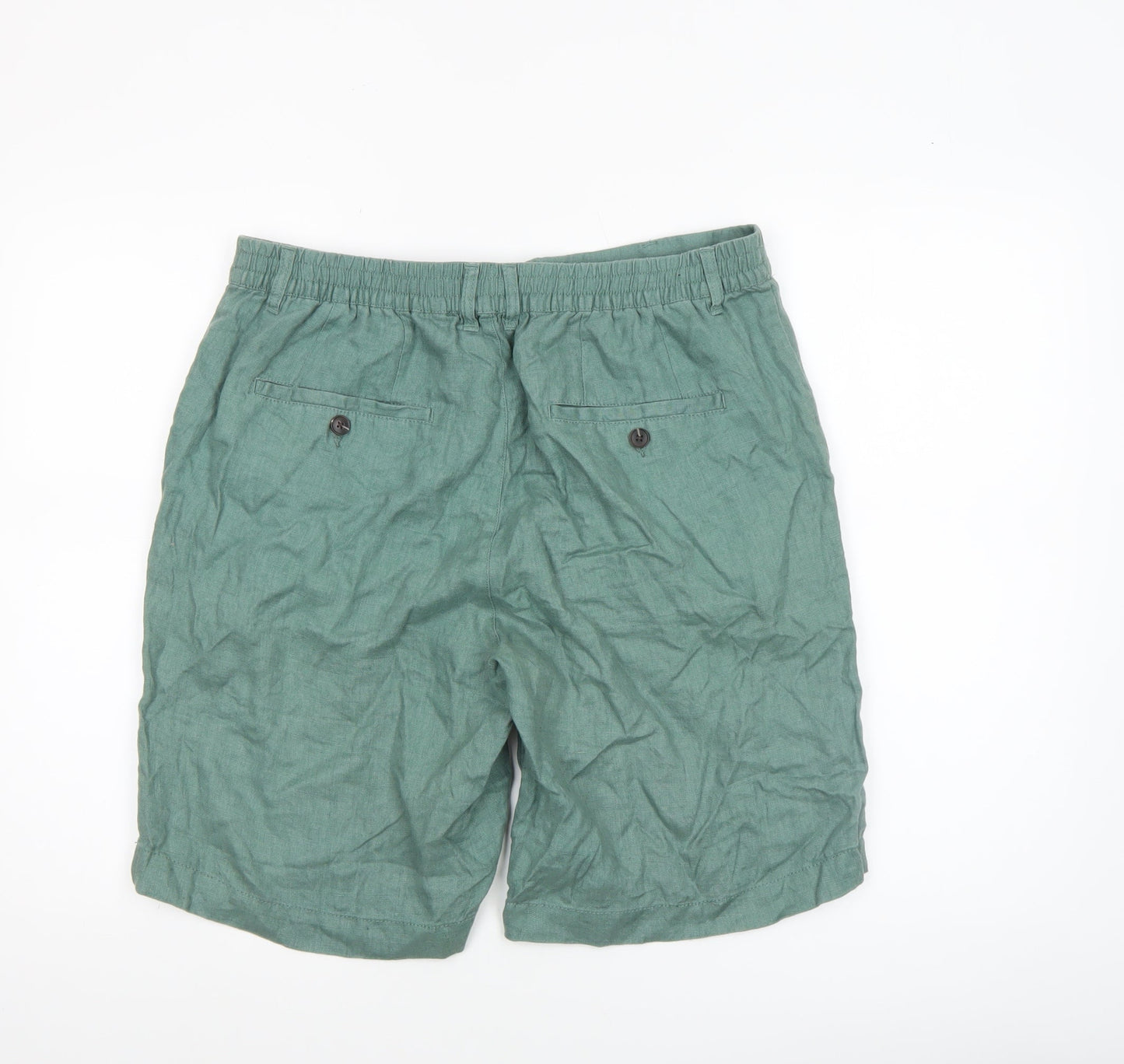 Dunnes Stores Men's Green Linen Chino Shorts Size L 34in Waist