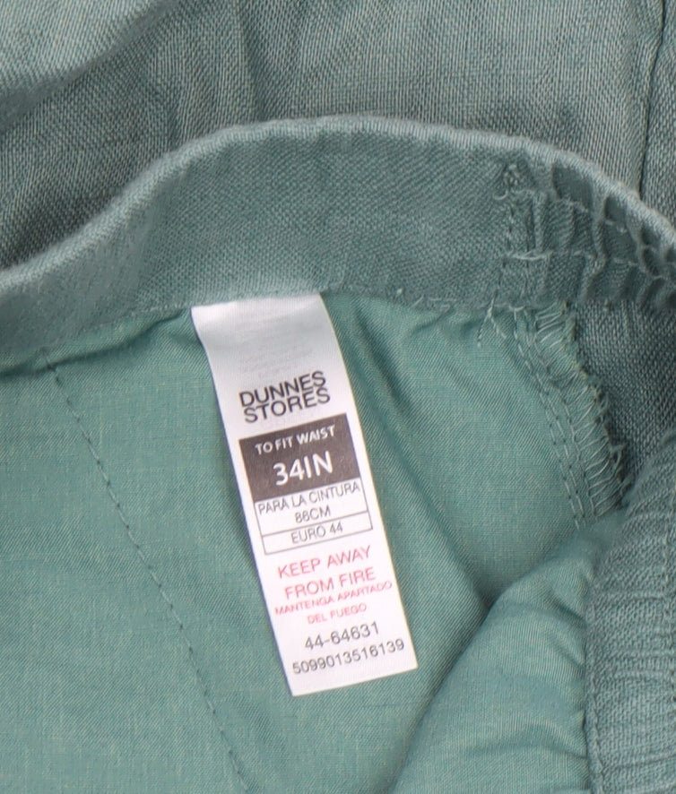 Dunnes Stores Men's Green Linen Chino Shorts Size L 34in Waist