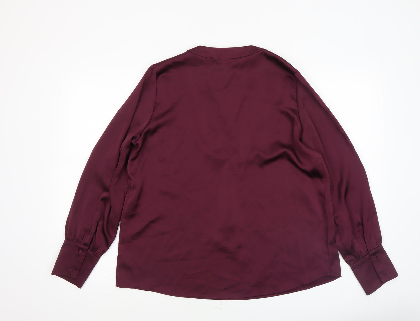 Dunnes Women’s Burgundy V-Neck Long Sleeve Polyester Blouse Size M