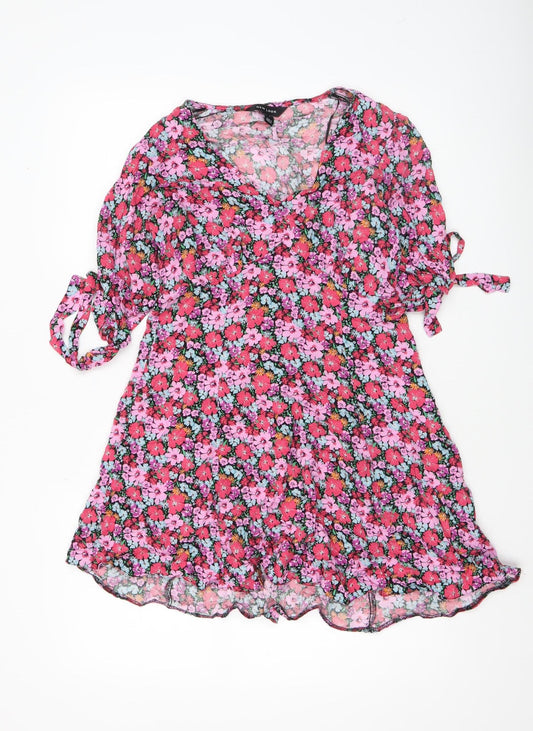 New Look Women’s Multicoloured Floral Short Skater Dress Size 10