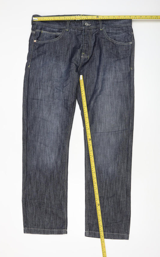 V021 Men’s Blue Straight Fit Denim Jeans W36 L30 Cotton