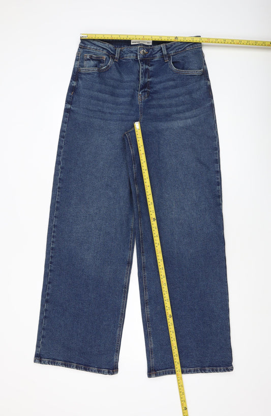 Dunnes Stores Women's Blue Wide-Leg Jeans Size 14 High Rise Denim