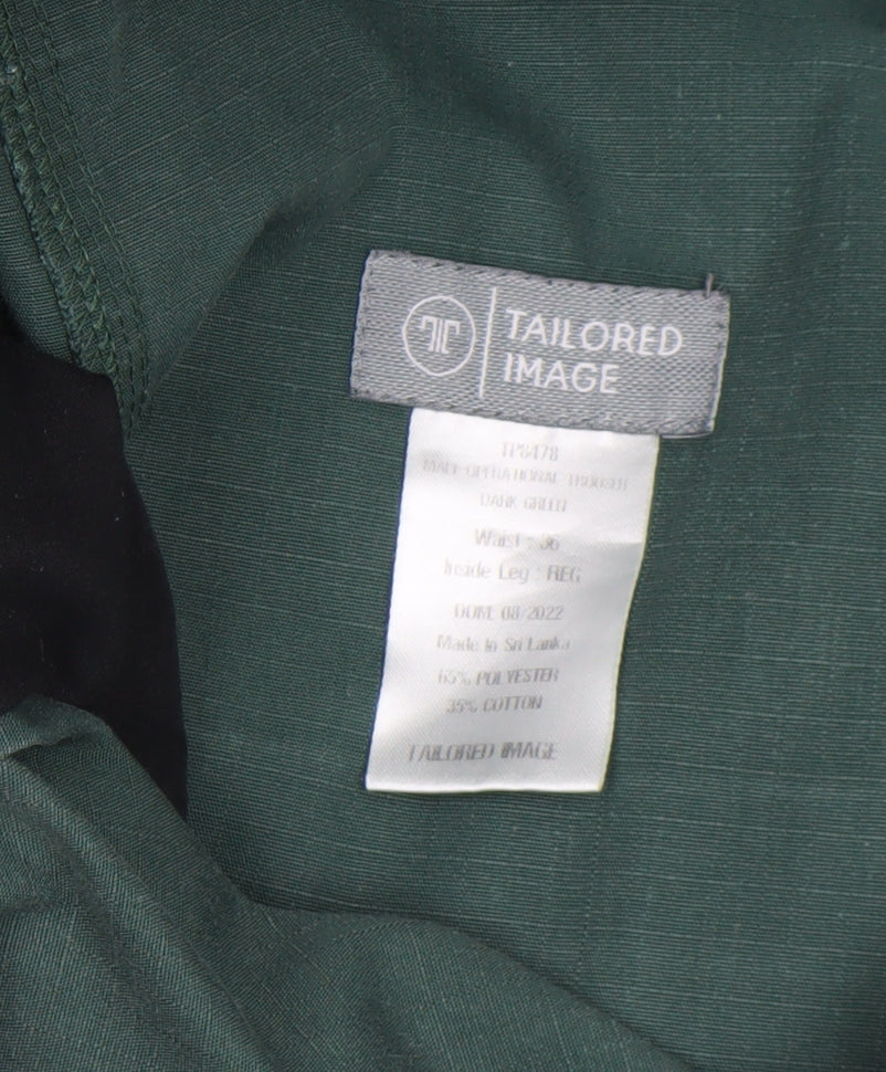 Tailored Image Men's Green Cargo Trousers 30in Waist Regular Leg Cotton Blend