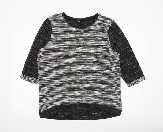 H&M Women's Black Striped 3/4 Sleeve Knit T-Shirt Size 12