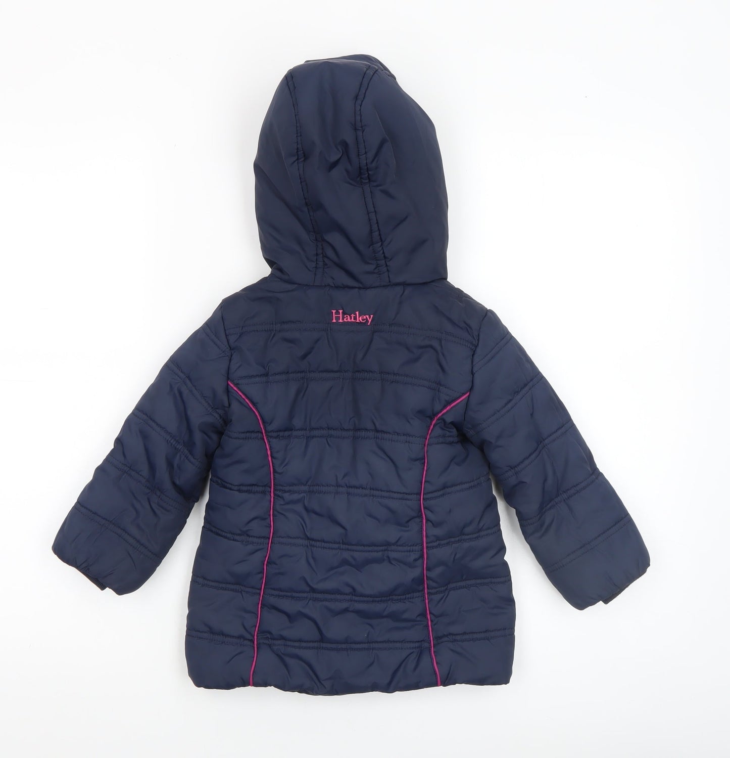 Hatley Girls Blue Hooded Puffer Jacket 2 Years Quilt Lined Winter Coat