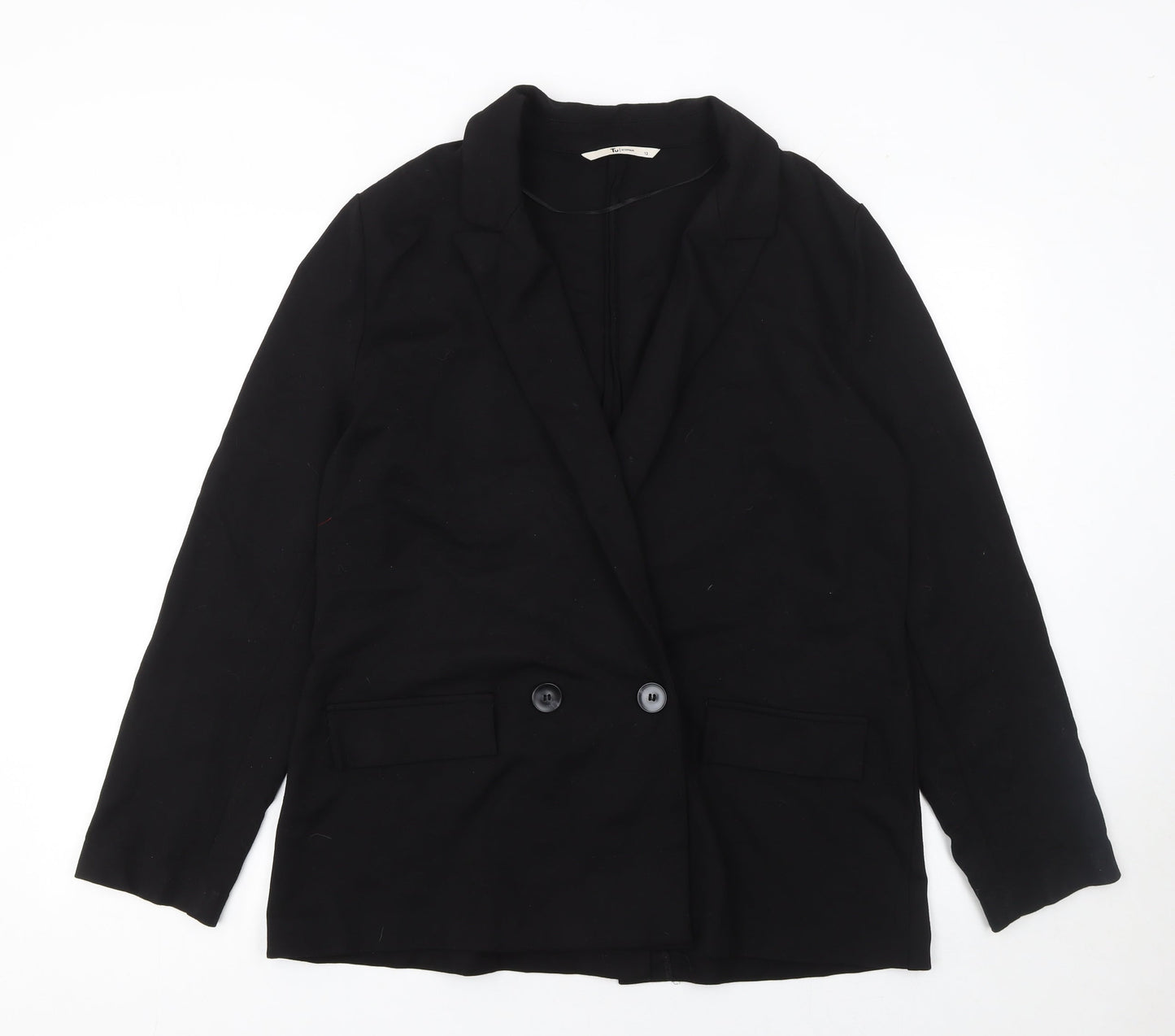 Tu Women Black Size 12 Double-Breasted Suit Blazer Jacket