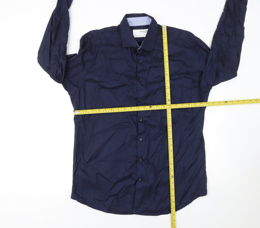 Selected Homme Men's Blue Slim Fit Long Sleeve Button-Up Shirt XL