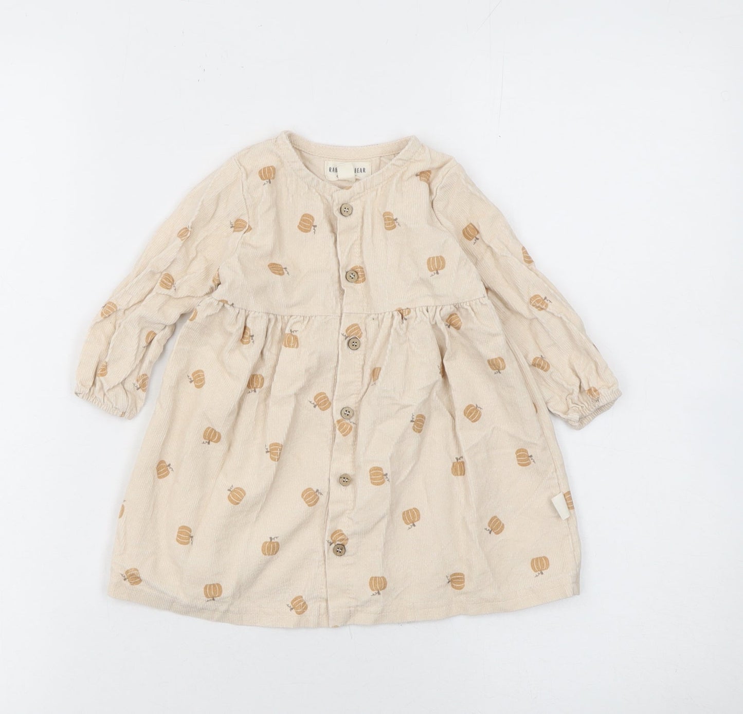 Rabbit Bear Beige Corduroy Shirt Dress 12 Months Unisex Baby Long Sleeve