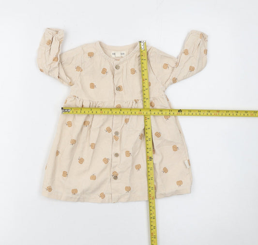 Rabbit Bear Beige Corduroy Shirt Dress 12 Months Unisex Baby Long Sleeve