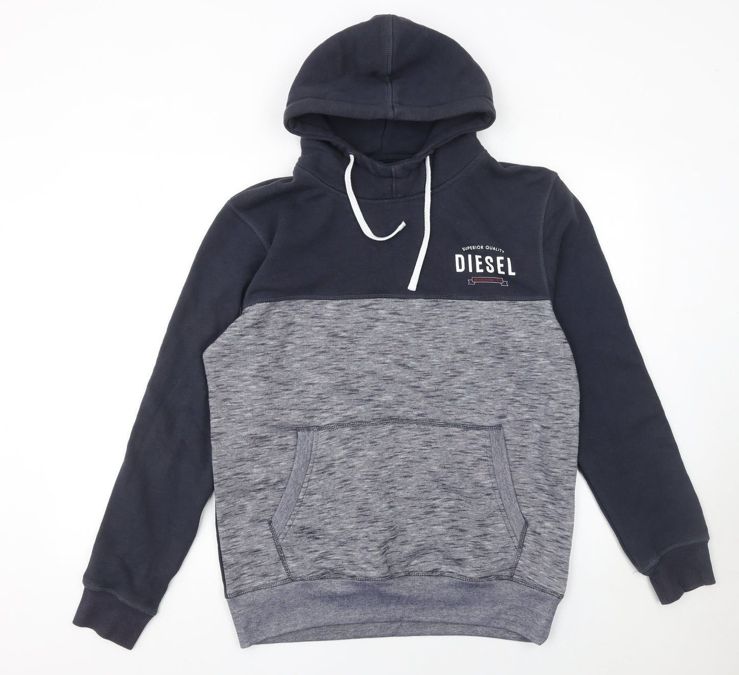Diesel Men's Grey Pullover Hoodie Size L Classic Fleece Sweatshirt