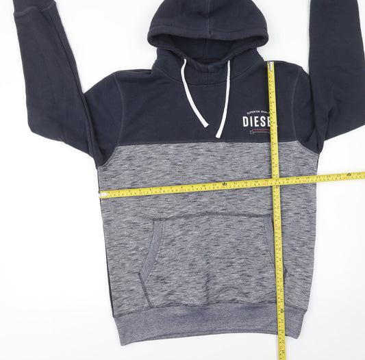 Diesel Men's Grey Pullover Hoodie Size L Classic Fleece Sweatshirt