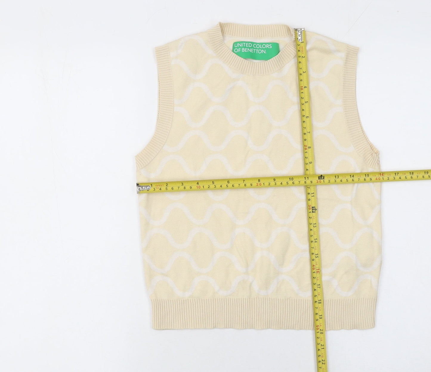 United Colors of Benetton Womens Beige XS Cotton Crew Neck Vest
