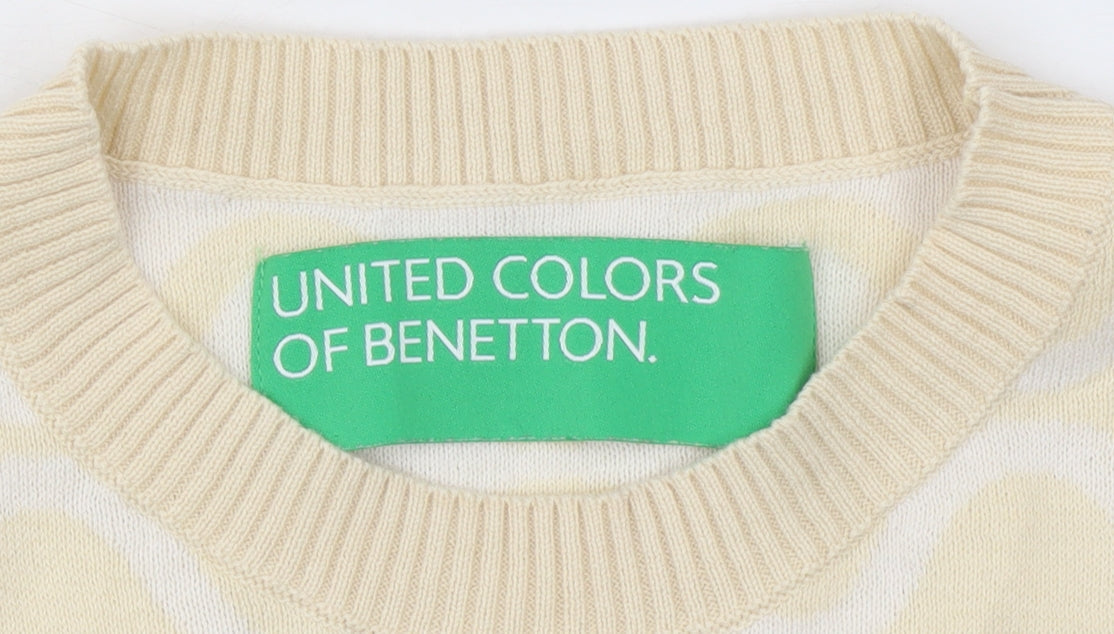 United Colors of Benetton Womens Beige XS Cotton Crew Neck Vest
