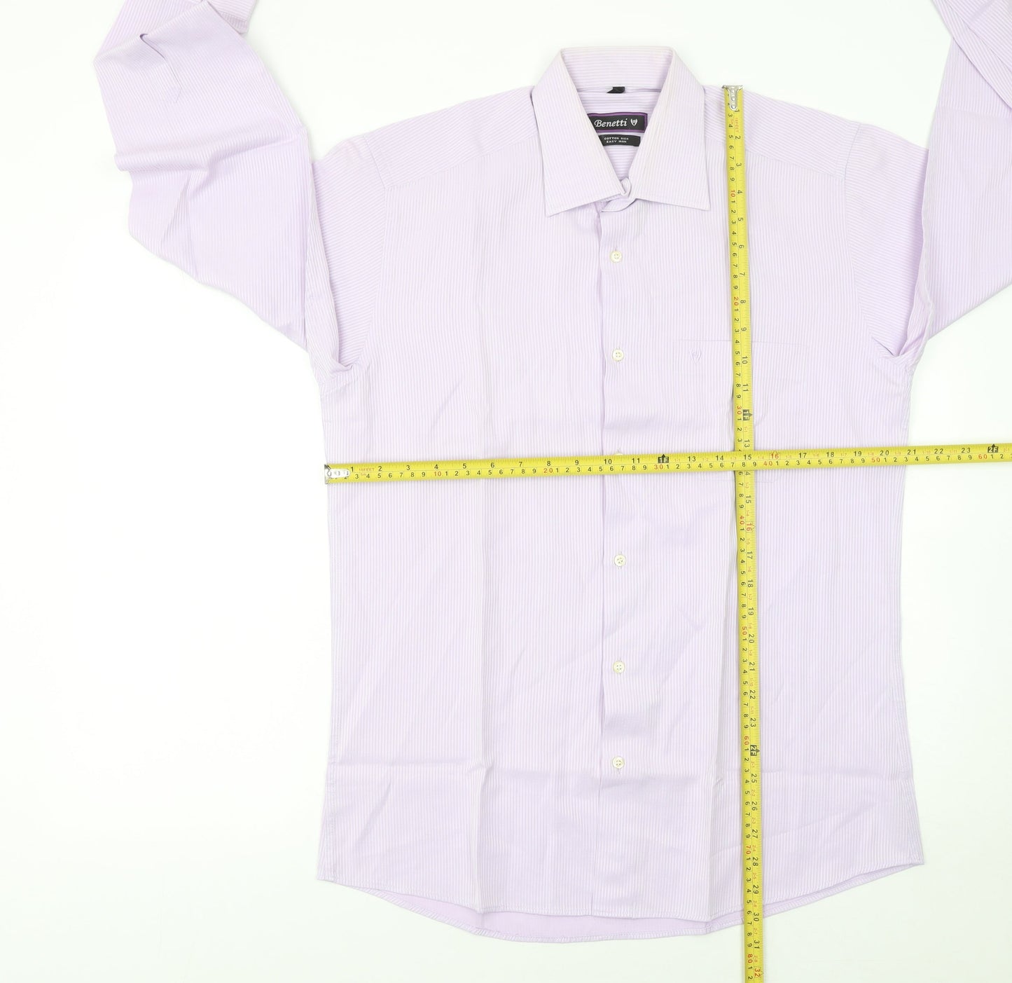Benetti Men's Purple Striped Long Sleeve Cotton Blend Button-Up Shirt Size 16