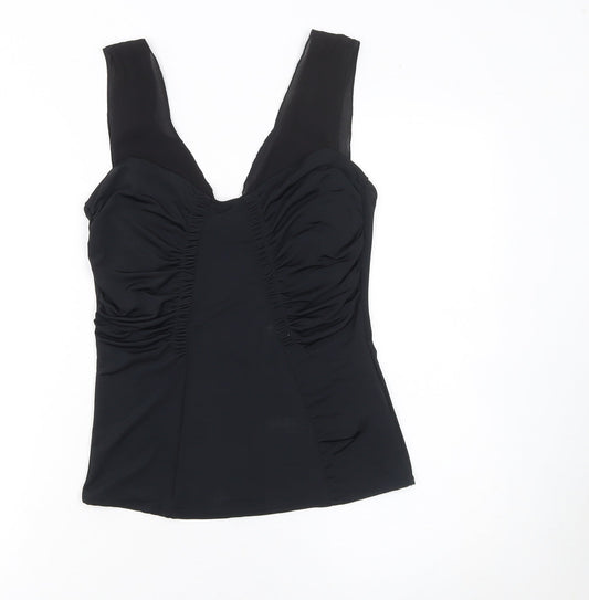 Zara Women Black V-Neck Ruched Camisole Top Size 12