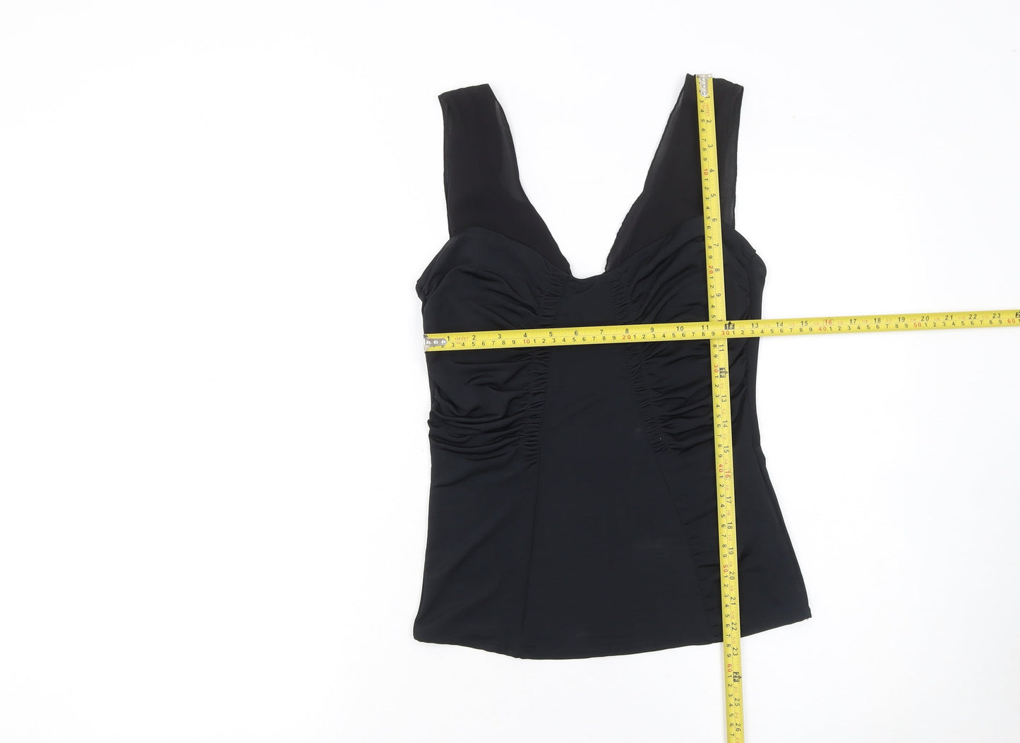 Zara Women Black V-Neck Ruched Camisole Top Size 12