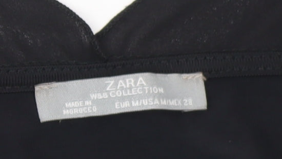 Zara Women Black V-Neck Ruched Camisole Top Size 12