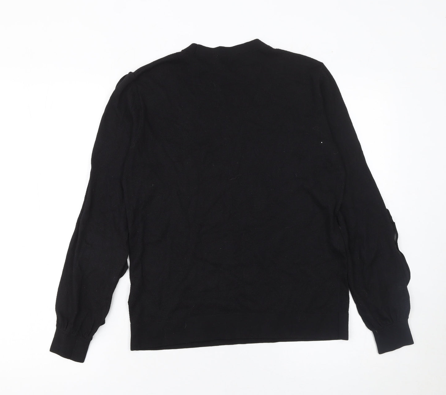 Warehouse Womens Black UK 10 Ruffle Sleeve Viscose Blend Jumper