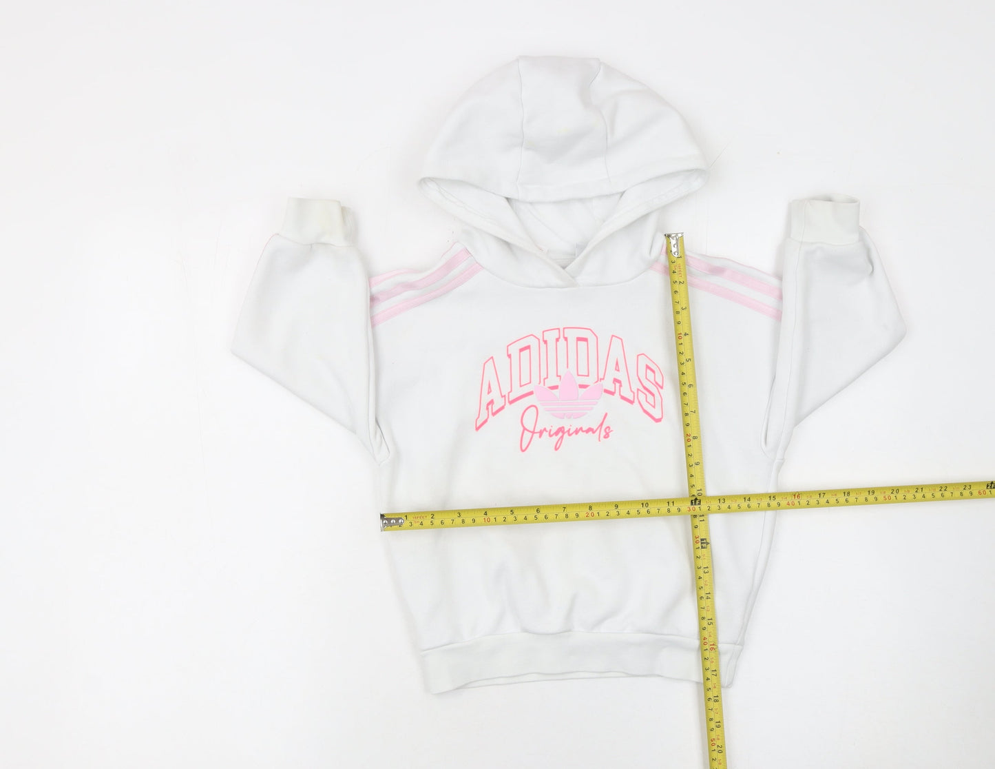 Adidas Girls White Pink Originals Pullover Hoodie 5-6 Years Hooded Sweatshirt