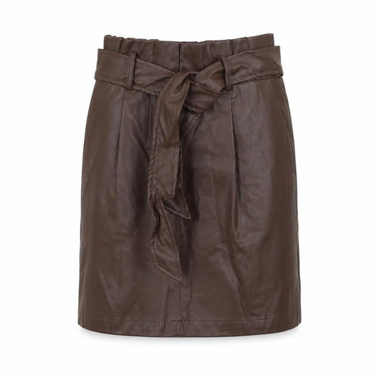 New Look Women Brown Faux Leather High Waist Knee Length Skirt Size 8