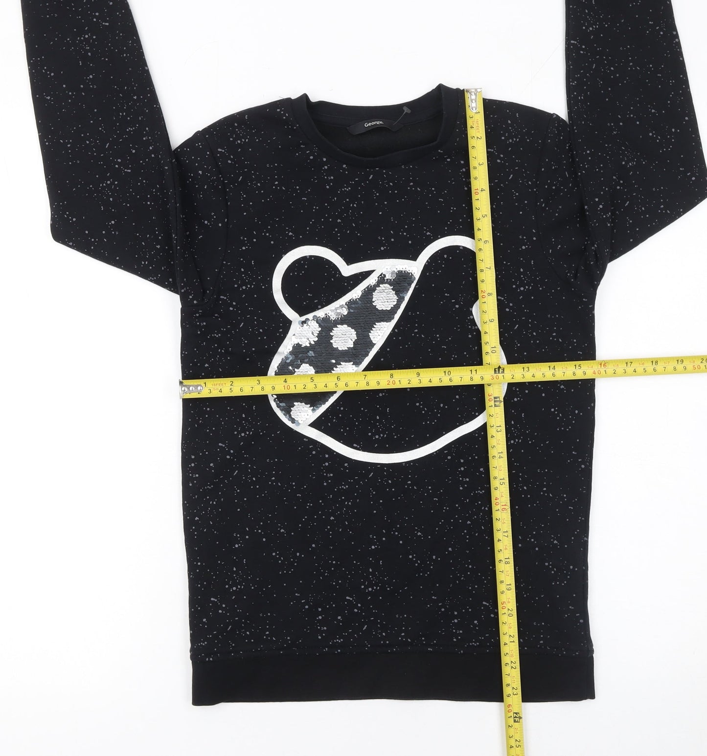 George Boys Black Bear Sequin Pullover Sweatshirt 10-11 Years
