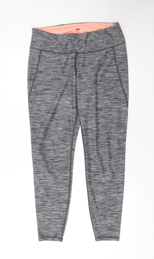H&M Sport Womens Grey Marl Leggings L Breathable Quick Dry