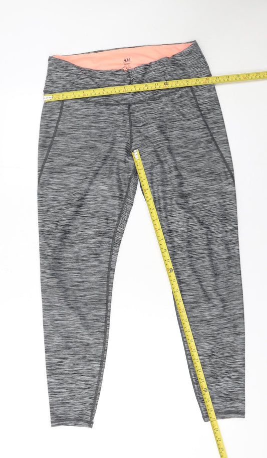 H&M Sport Womens Grey Marl Leggings L Breathable Quick Dry