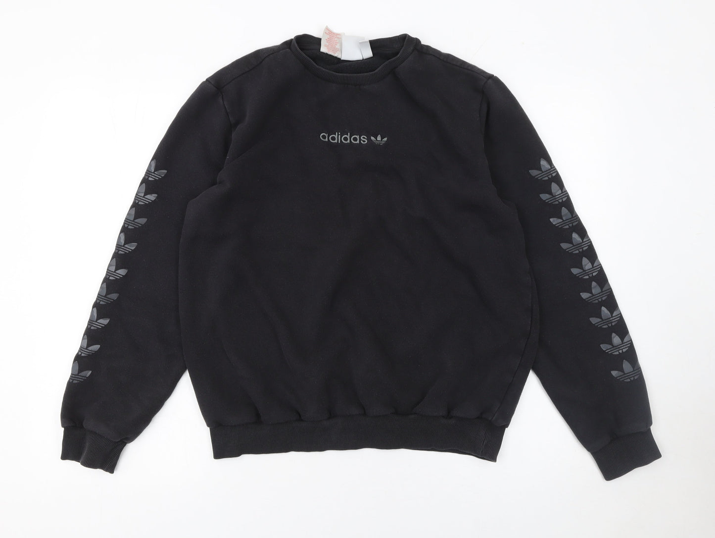 Adidas Boys Black Logo Pullover Sweatshirt XL 15-16 Years Fleece