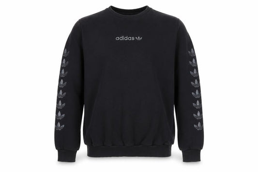 Front view of Adidas boys’ black logo pullover sweatshirt xl 15-16 years fleece