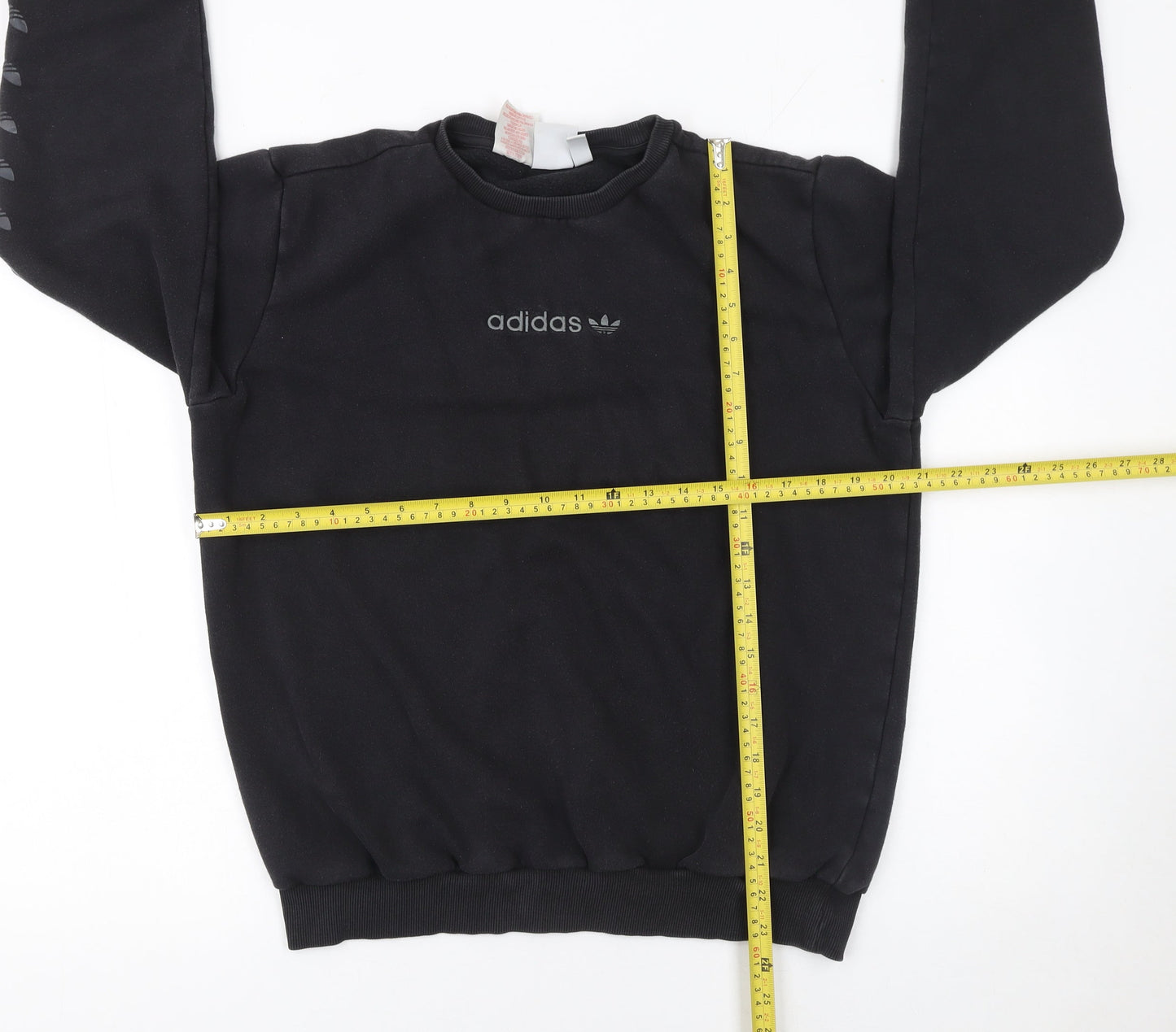 Adidas Boys Black Logo Pullover Sweatshirt XL 15-16 Years Fleece