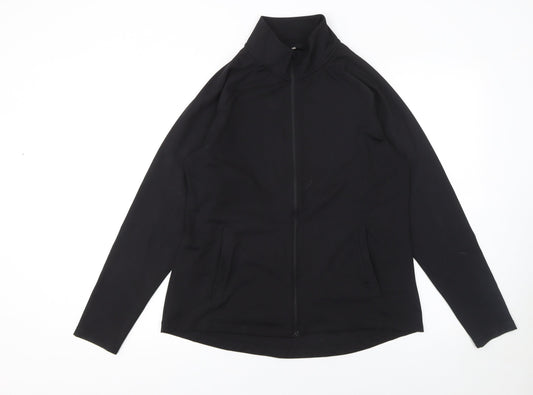 H&M Move Womens Black Track Jacket Size 14 Slim Fit Full Zip