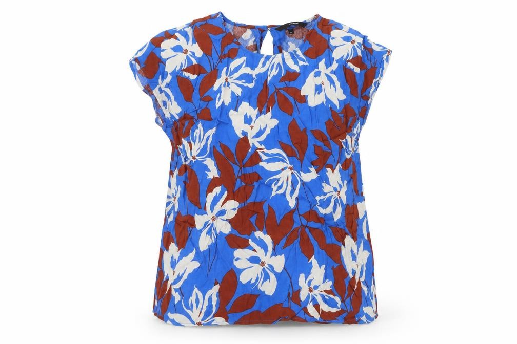 Vero Moda Women's Blue Floral Viscose Blouse Size M Short Sleeve