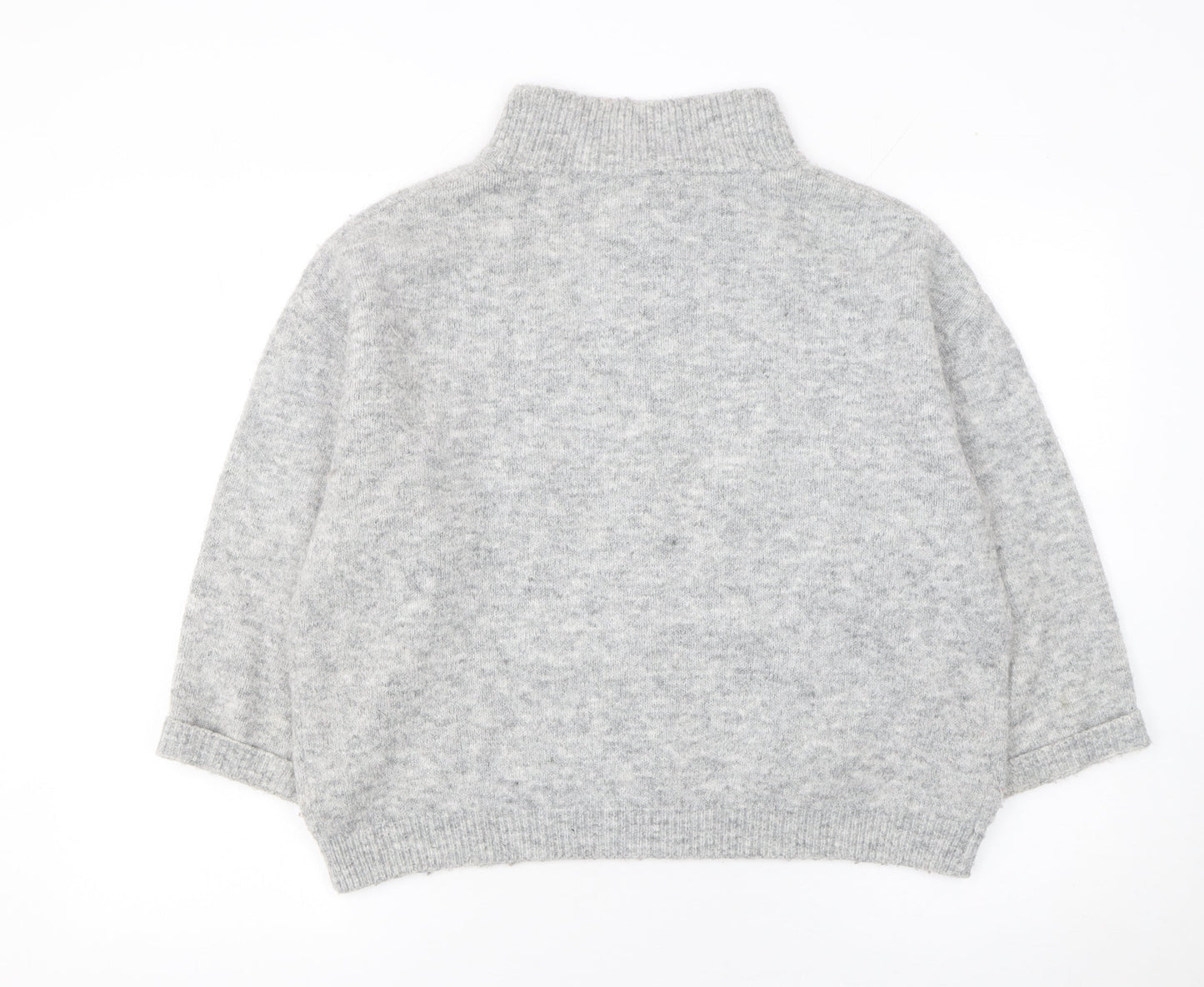 Opus Womens Grey Mock Neck Knit Pullover Jumper Size 12