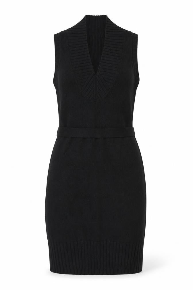 Planet Women Black Knit Sleeveless Belted Sweater Dress Size S