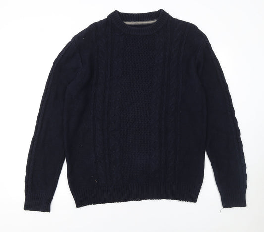 Rocha John Rocha Men’s Blue Cable-Knit Cotton Jumper M