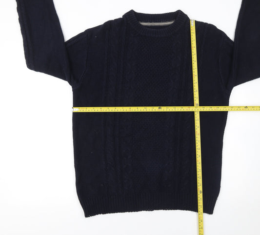 Rocha John Rocha Men’s Blue Cable-Knit Cotton Jumper M