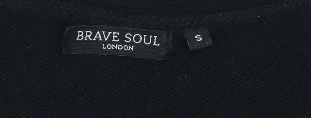 Brave Soul Women Black S Jumper Dress V-Neck Long Sleeve Knit