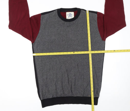 Guide London Mens Multicoloured Cotton Crew Neck Jumper Size L