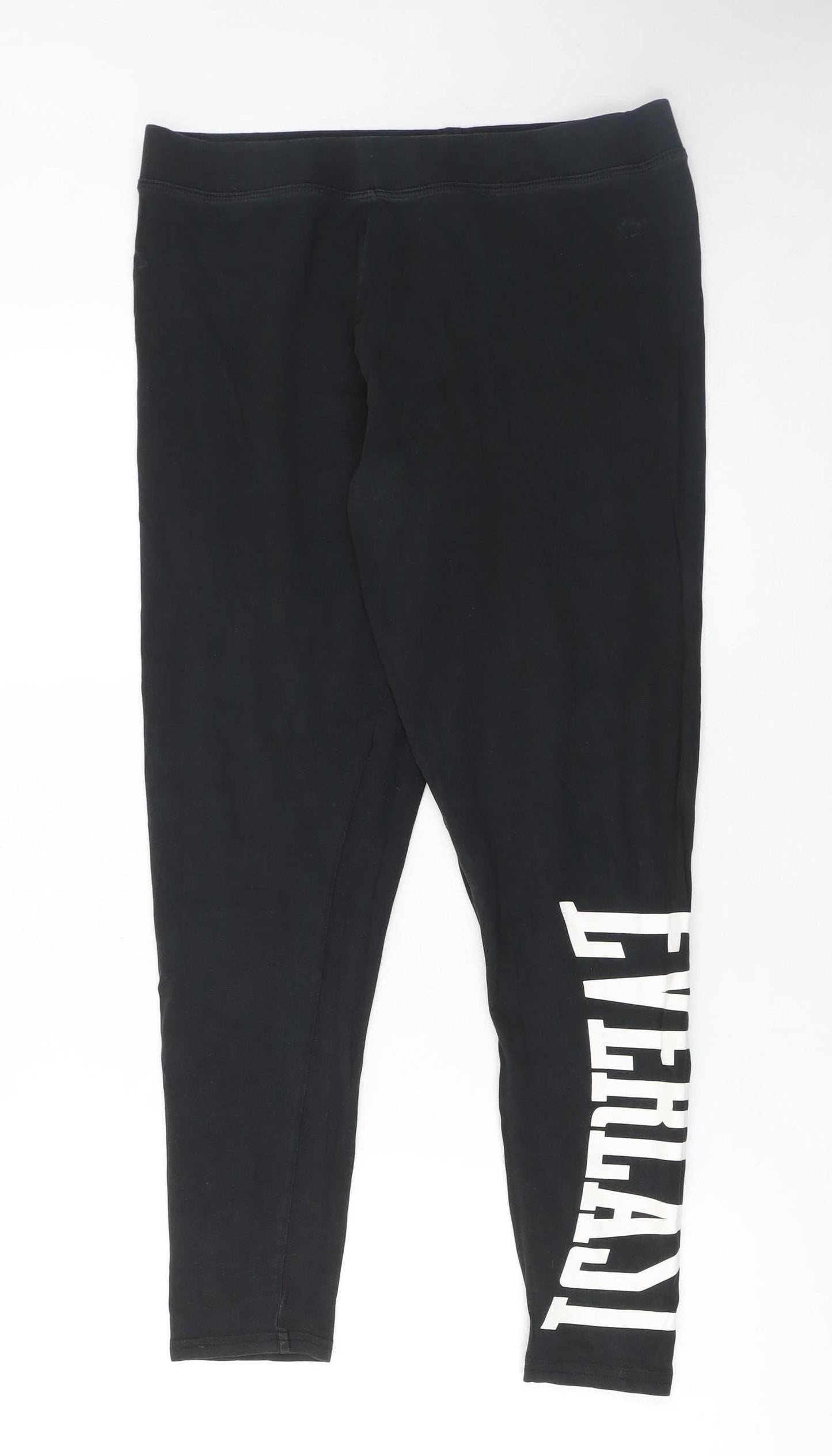 Everlast Women's Black Cotton Stretch Ankle Leggings Size 14