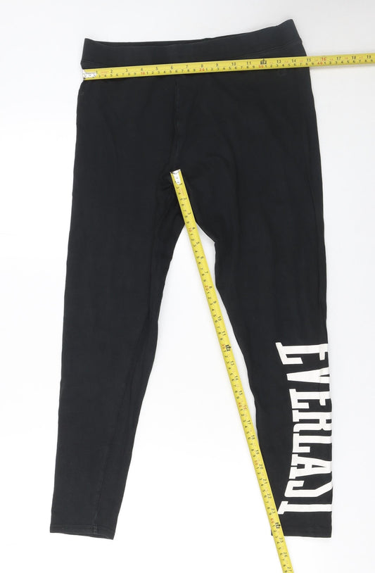 Everlast Women's Black Cotton Stretch Ankle Leggings Size 14