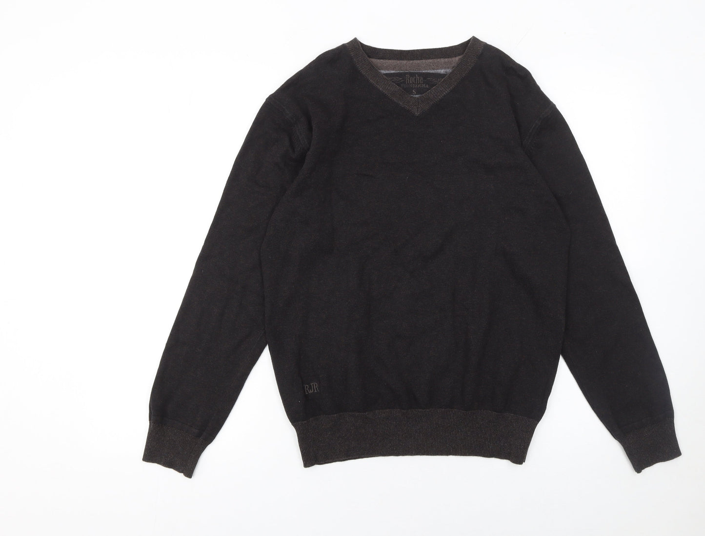 Rocha John Rocha Men’s Black Cotton V-Neck Jumper Size S