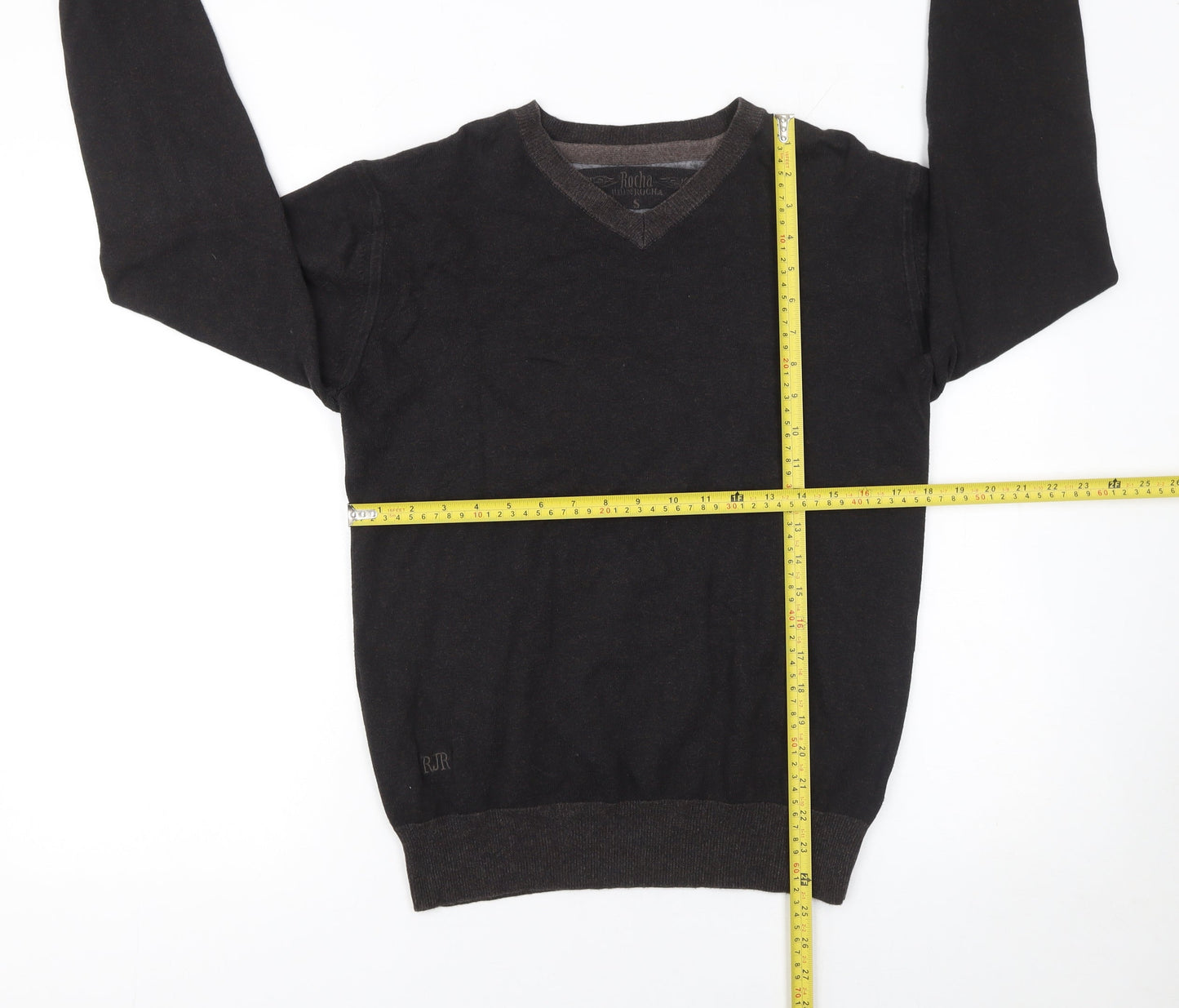 Rocha John Rocha Men’s Black Cotton V-Neck Jumper Size S