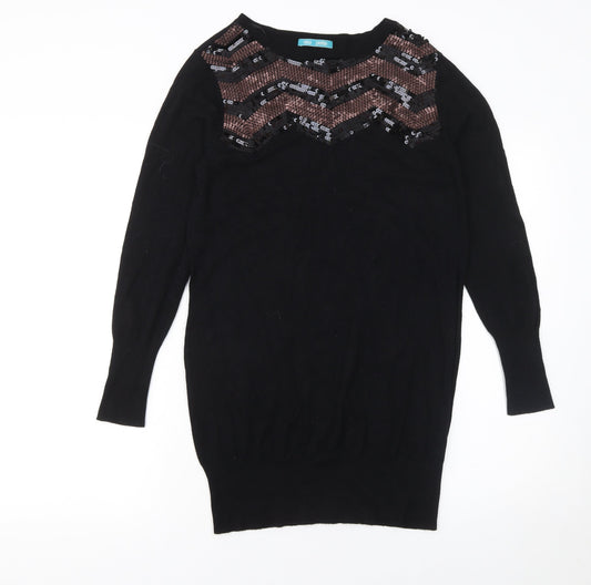 Marks and Spencer Women Black Sequin Knit Petite Bodycon Dress Size 10