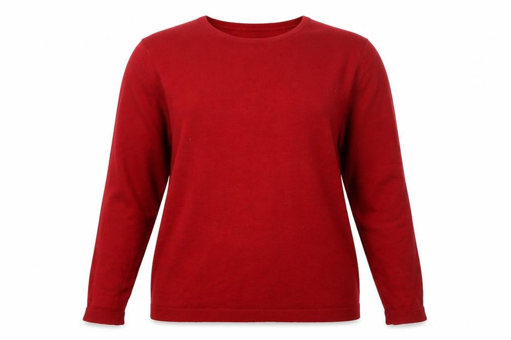 EWM Women’s Red Lambswool Crew Neck Jumper Size 18-20