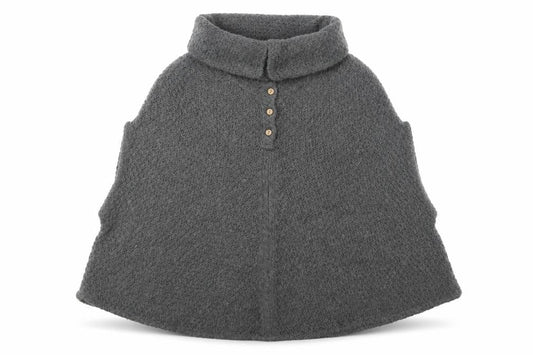 White Stuff Women's Grey Wool Knit Cape M Roll Neck