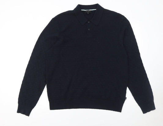 Ted Baker Men's Black Long Sleeve Polo Shirt Size L