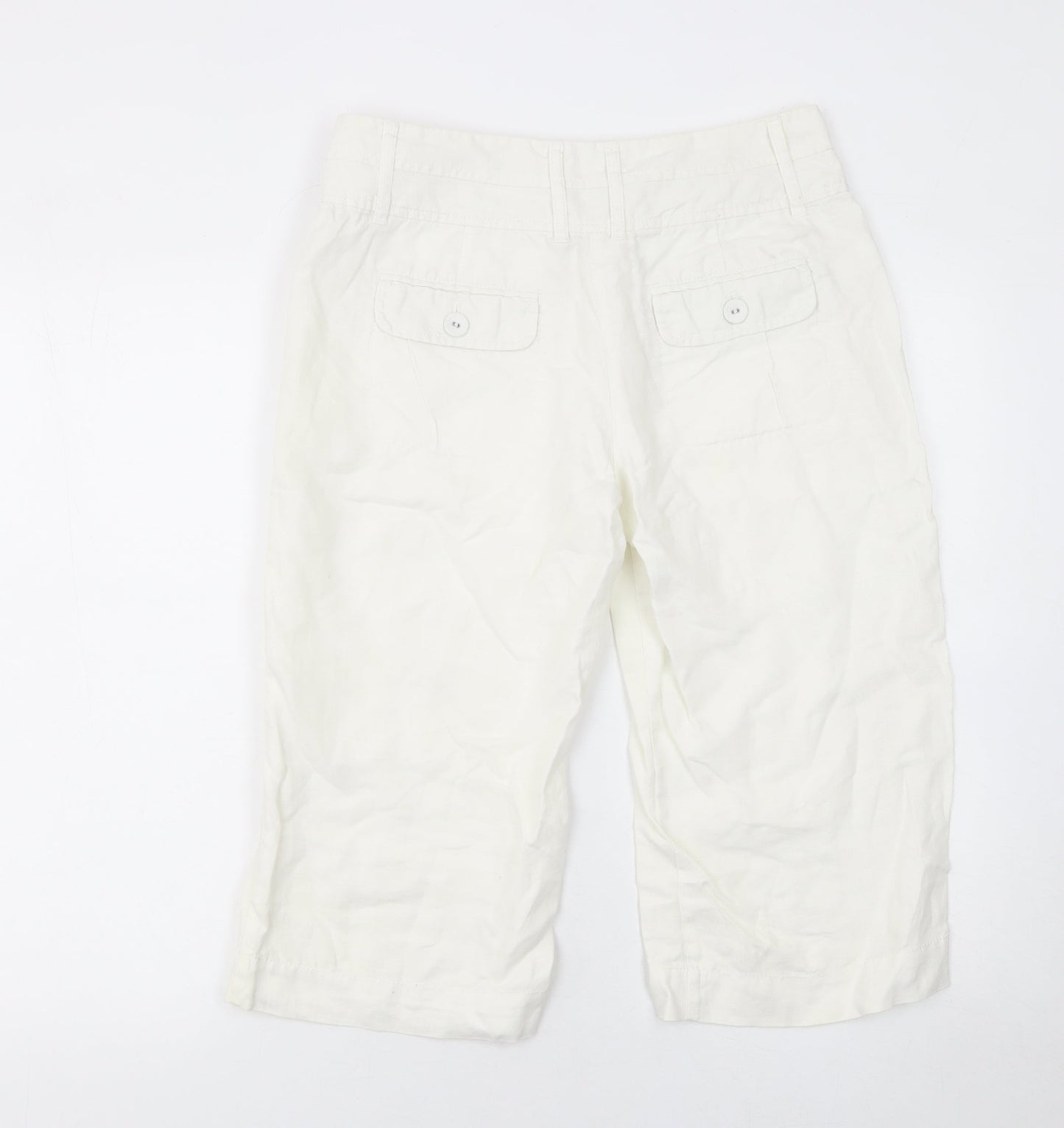 Monsoon Women's Ivory Linen Capri Trousers Size 10