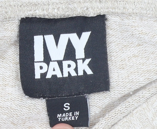 Ivy Park Womens Beige Cropped Pullover Sweatshirt Size S